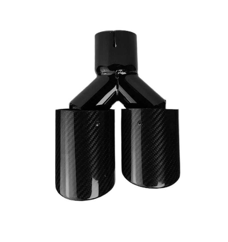 Endrohrblenden 1 Stück Universal-Auto-Schalldämpfer Aus Kohlefaser Länge Schwarz Y-förmig Doppelte Auspuffspitze Aus Twill Glänzend Auto Auspuffblende(76.2mm-101mm-Right) von YSQIFBABD
