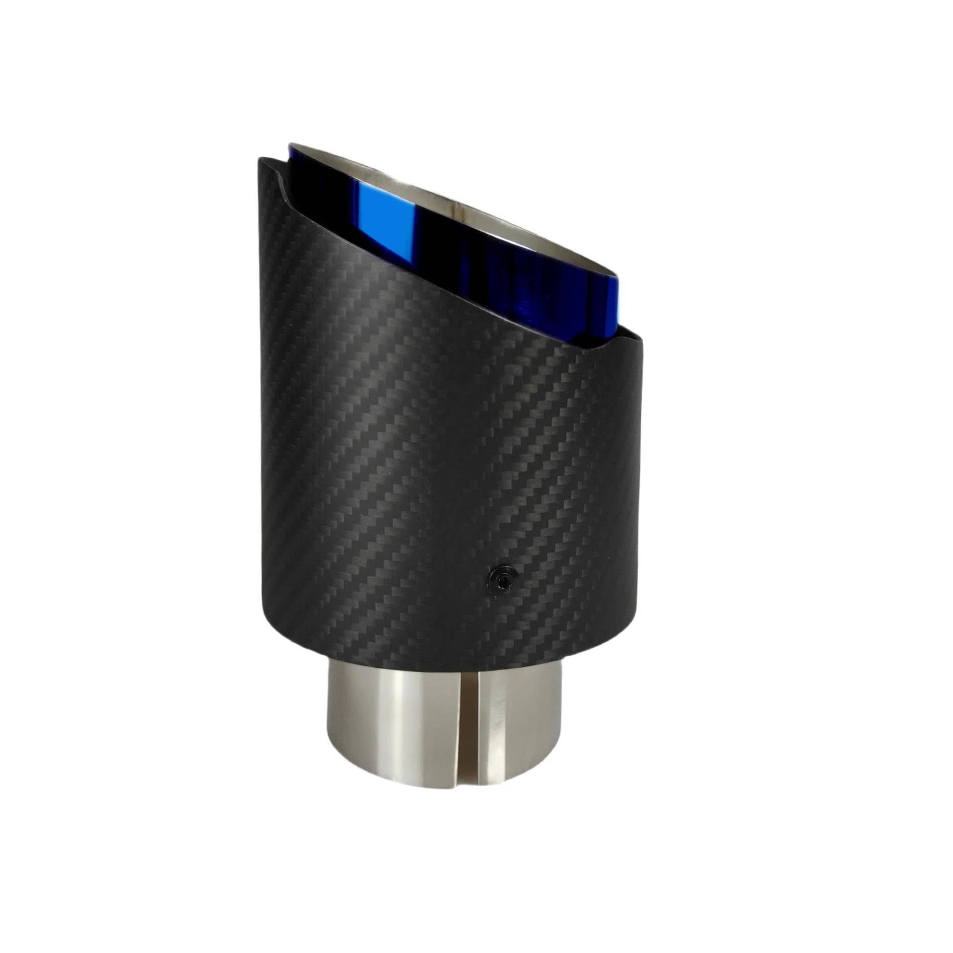 Endrohrblenden 1 Stück Universal Auto Schwanz Throat Edelstahl Schalldämpfer Blau Beschichtung Twill Matte Schalldämpfer Auspuffdüse Spitze Auto Auspuffblende(51mm-76mm) von YSQIFBABD
