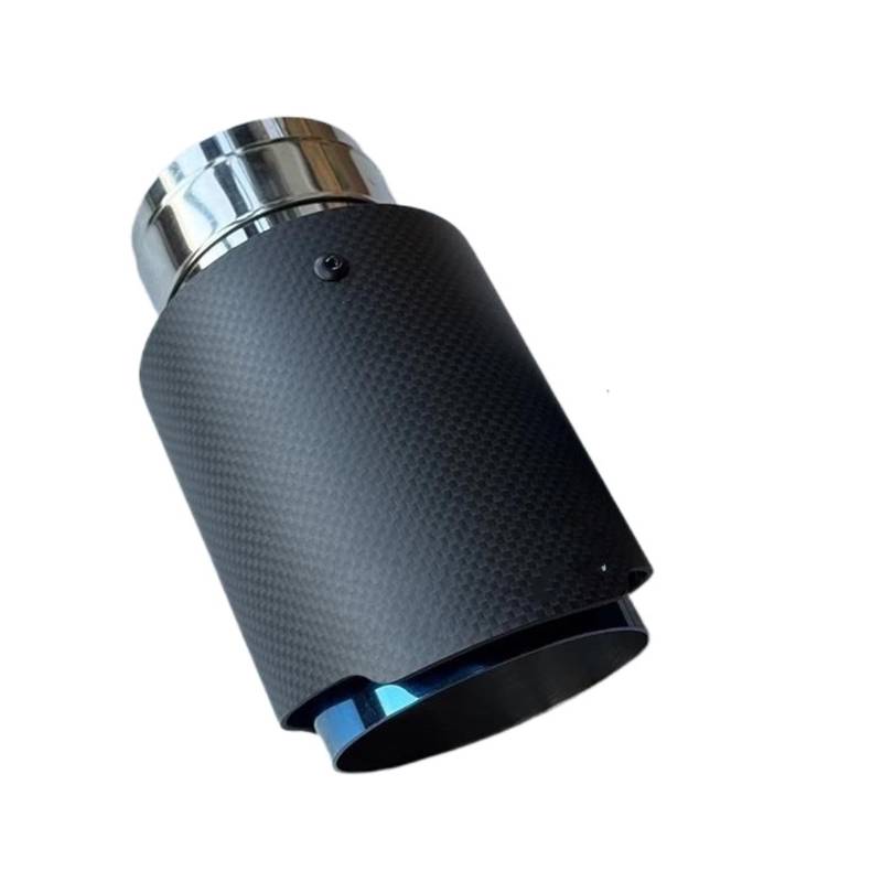 Endrohrblenden 1-teiliges Einzelauspuffrohr Für Autos Blaues Rohr Matte Kohlefaser Auspuffanlage Düse Endrohr Schalldämpferspitzen Für Alle Autos Auto Auspuffblende(ID 48MM-OD 76MM) von YSQIFBABD