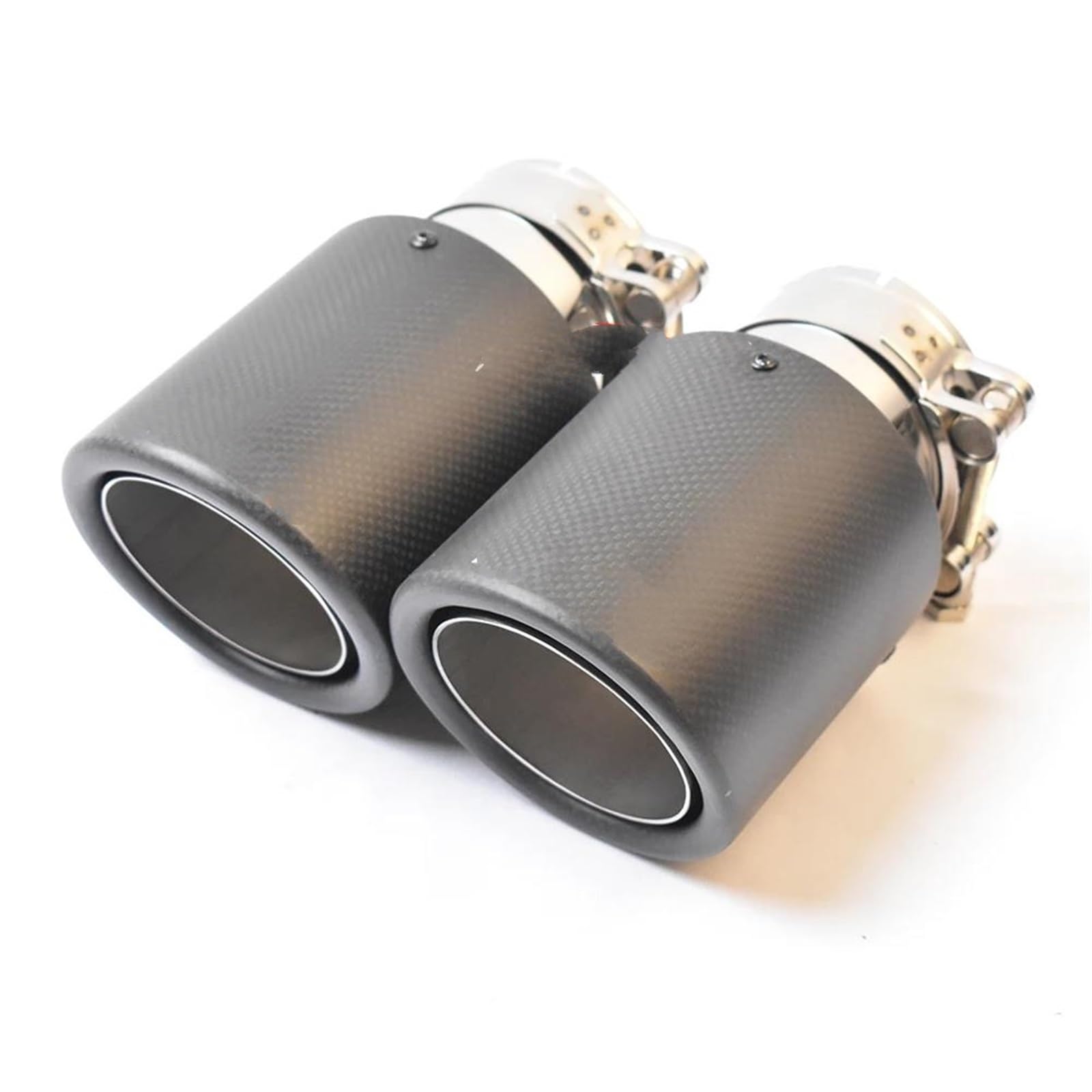 Endrohrblenden 1PC Auto Auspuff Endrohr Curly Matt Carbon Fiber Look Edelstahl Gerade Flansch Schalldämpfer Spitze Auto Auspuffblende(67-101mm) von YSQIFBABD