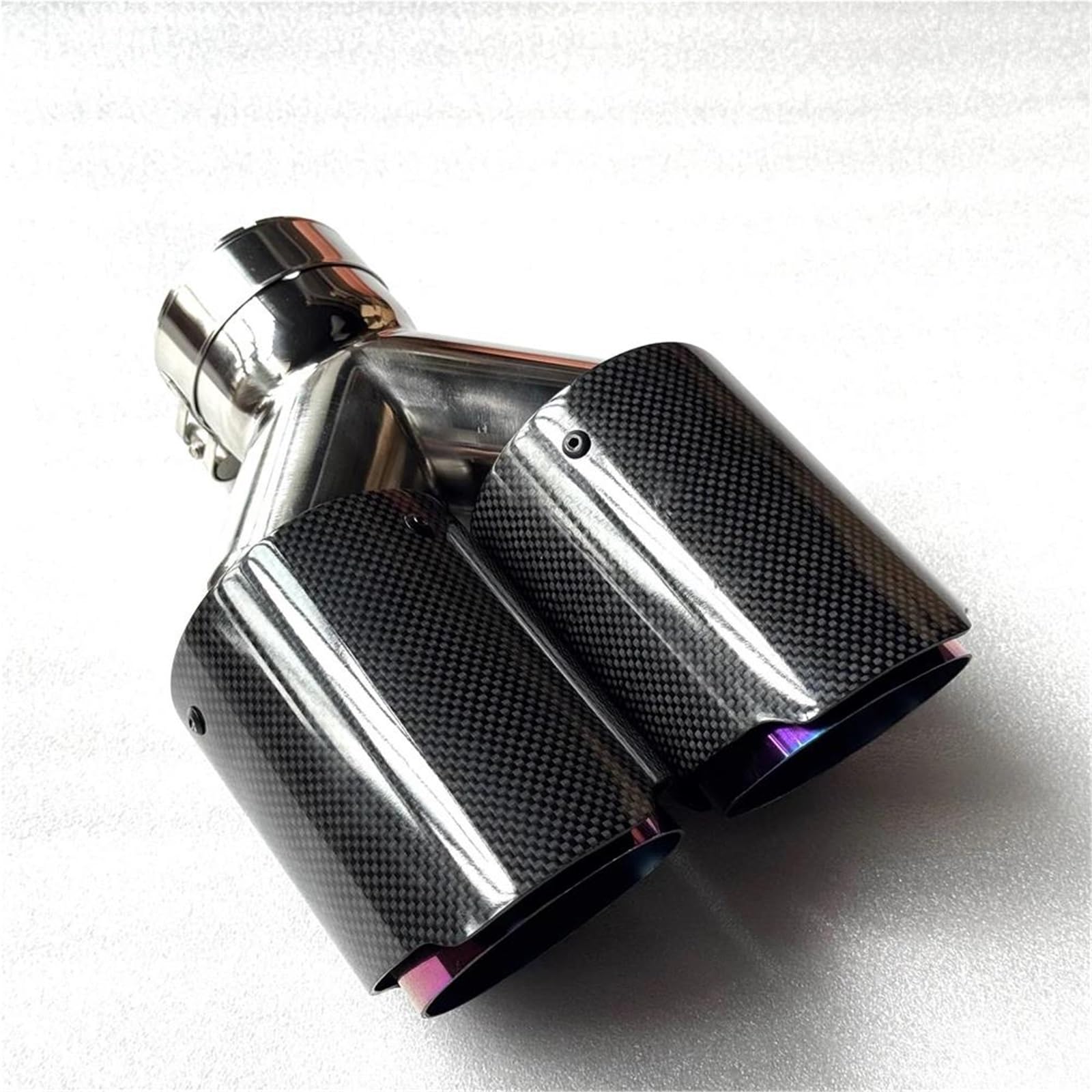 Endrohrblenden 1PC Purpl Dual Auspuffspitze Auto Zubehör Glänzend Carbon Faser Doppel Auspuff System Schalldämpfer Endrohr Auspuff Düse Für Universal Auto Auspuffblende(ID 57MM-OD 89MM) von YSQIFBABD