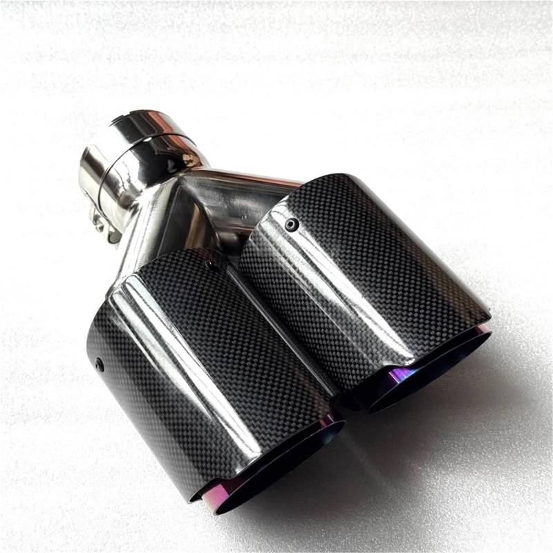 Endrohrblenden 1PC Purpl Dual Auspuffspitze Auto Zubehör Glänzend Carbon Faser Doppel Auspuff System Schalldämpfer Endrohr Auspuff Düse Für Universal Auto Auspuffblende(ID 57MM-OD 89MM) von YSQIFBABD