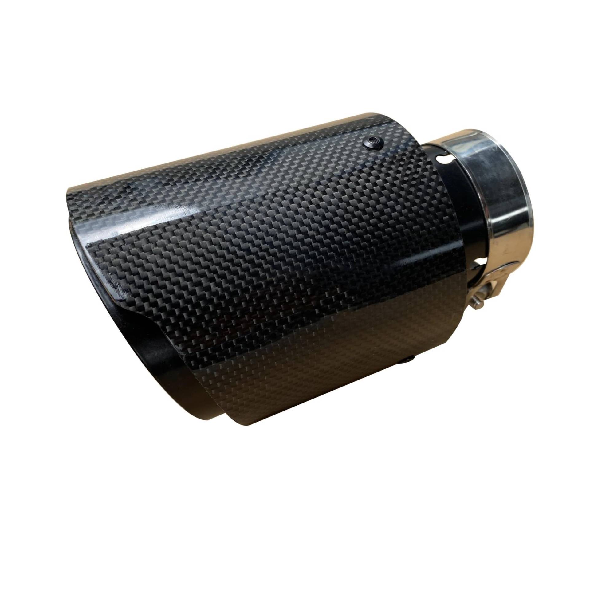 Endrohrblenden 1Pc Auto Universal Auspuffrohr Schwarz Lnner Tank Schalldämpfer Terminal Carbon Fiber Trim Schwanz Rohr Auto Auspuffblende(60mm IN-76mm OUT) von YSQIFBABD
