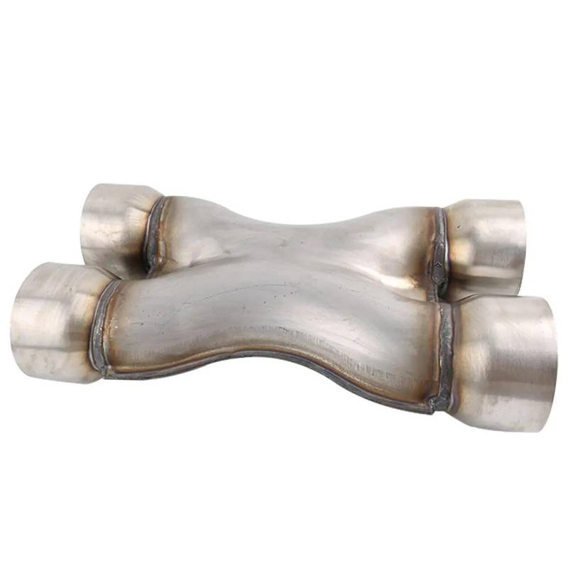 Endrohrblenden 2,25"/2,5"/3" X-Pipe In/Out Auto-Auspuffanlage Edelstahl-Auspuffspitzenadapter-Anschluss Vierwege-Auspuffrohr Universal Auto Auspuffblende(2.5inch) von YSQIFBABD