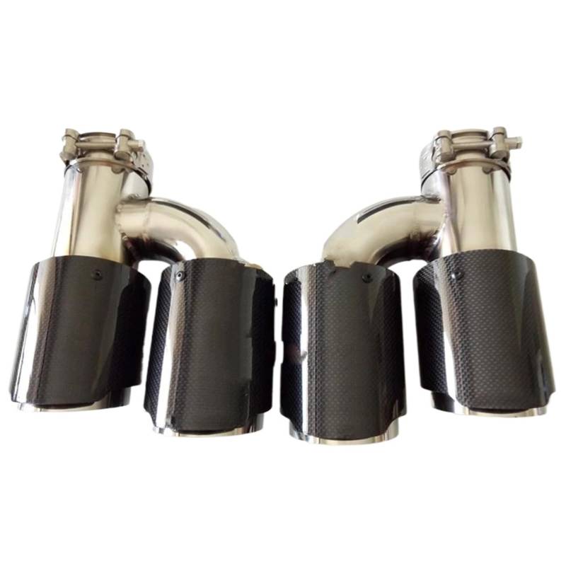 Endrohrblenden 2 STÜCKE H Stil Universal Dual Mit Logo Edelstahl Glänzend Auto Auspuffblende Endrohr Auto-styling Auspuffschalldämpfer Auto Auspuffblende(86MM IN 101MM OUT) von YSQIFBABD