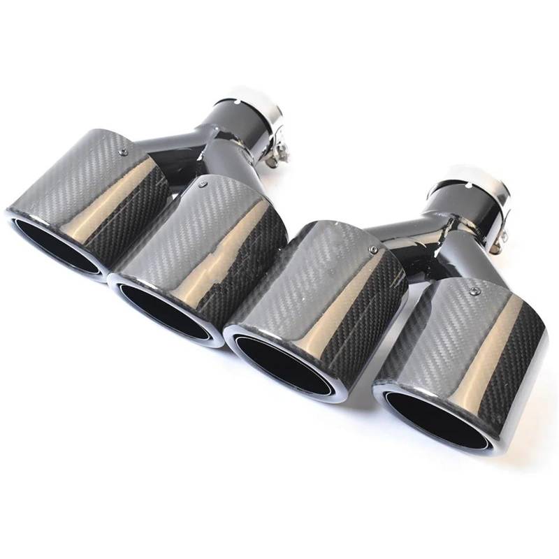 Endrohrblenden 2 STÜCKE Universal Dual Glossy Curly Carbon Fiber Schwarz Auspuffblende Edelstahl Auspuff Schalldämpfer Rohr Für E90 Auto Auspuffblende(IN 48MM OUT 89MM) von YSQIFBABD