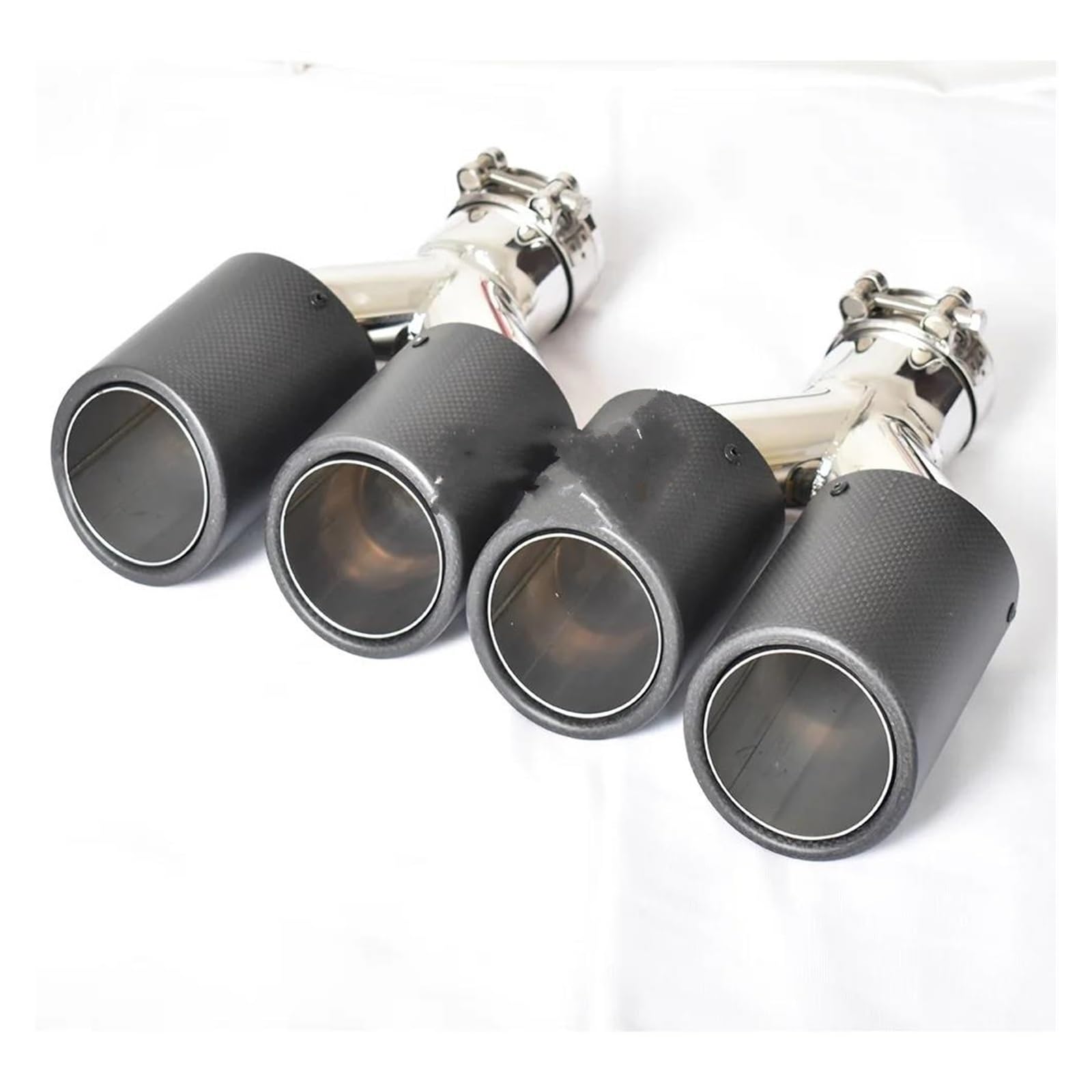 Endrohrblenden 2 STÜCKE Universal Dual Matt Lockige Carbon-Faser-Auspuffblende Edelstahl Schalldämpfer Rohr Für E90 Auto Auspuffblende(IN 51MM OUT 89MM) von YSQIFBABD