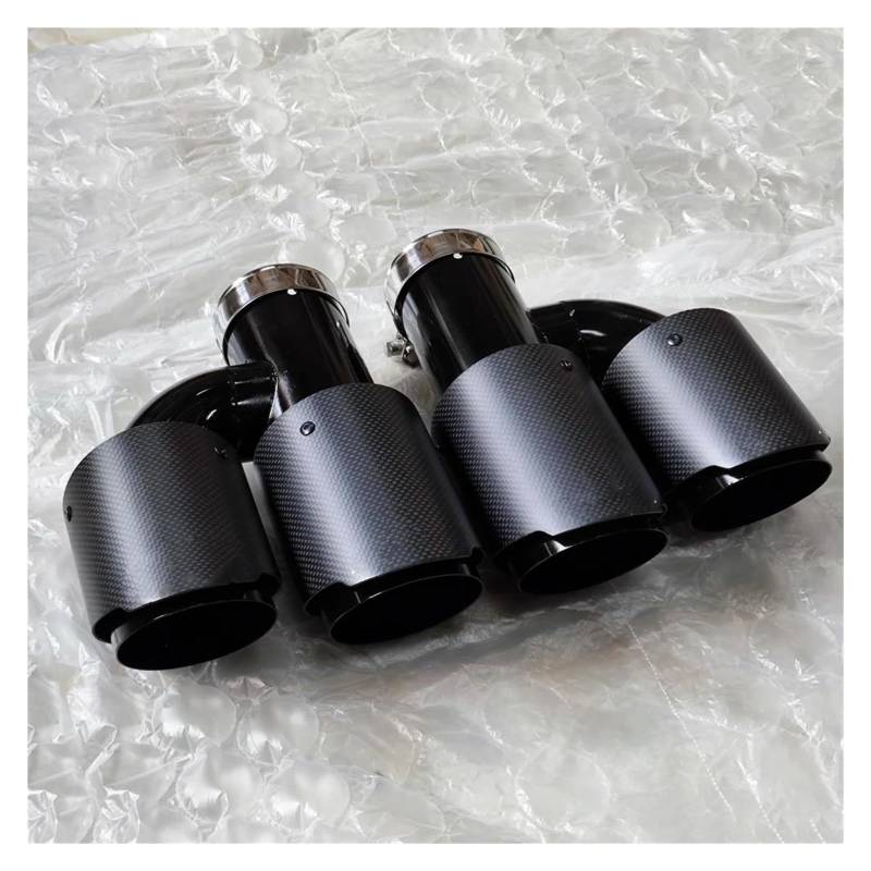 Endrohrblenden 2 Stück H-Typ Dual Car Universal-Auspuffspitzen Matt Schwarz Edelstahl Doppelausgang Auspuffrohre Schalldämpfer Endrohr Auto Auspuffblende(ID 70MM-OD 76MM) von YSQIFBABD