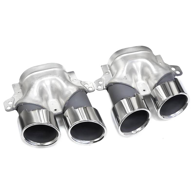Endrohrblenden 2 Stücke Quad Auto Auspuff Tipp Für Benz Für W205 C205 S205 A205 C43 2019 + Schalldämpfer Spitze Endrohr Auspuff System Düse Auto Auspuffblende(Silber) von YSQIFBABD