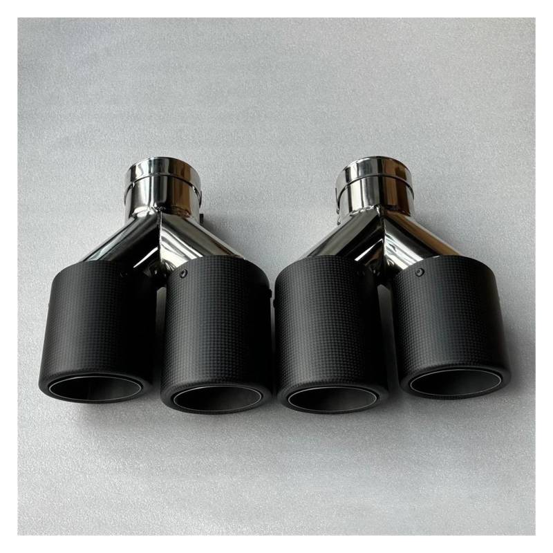 Endrohrblenden 2Pcs Y Rohr Dual Auspuff Tipps Auto Zubehör Carbon Faser Edelstahl Doppel Ausfahrt Auspuff Rohre Schalldämpfer Endrohr Für Alle Auto AK Auto Auspuffblende(ID 73MM-OD 76MM) von YSQIFBABD