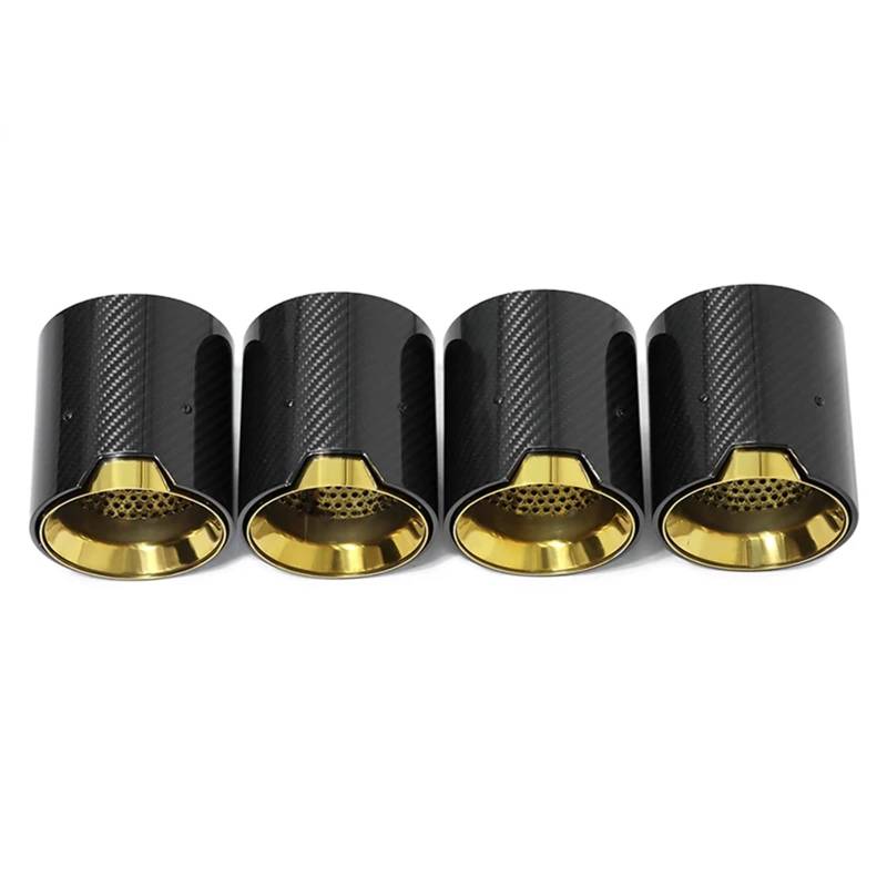 Endrohrblenden 4 Stück 304 Edelstahl Carbon Fiber Exhaut Spitze Endrohr Für X3M X4M F98 F97 X5M Auspuff Auto Auspuffblende(Gold) von YSQIFBABD