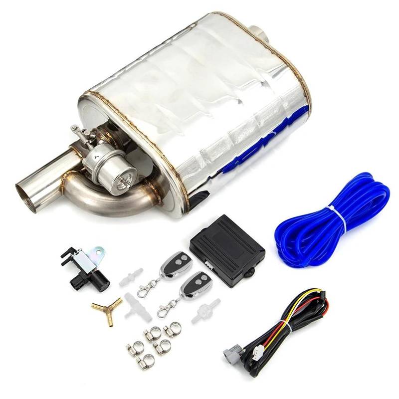 Endrohrblenden 51mm 63mm 76mm Auspuffschalldämpfer Mit Ablassventil Edelstahl Elektrische Auspuff Ausschnitt Fernbedienung Set Universal Auto Auspuffblende(63MM R with control) von YSQIFBABD