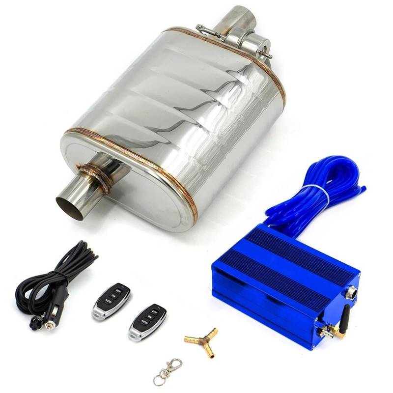 Endrohrblenden 51mm 63mm 76mm Auspuffschalldämpfer Mit Ablassventil Edelstahl Elektrische Auspuff Ausschnitt Fernbedienung Set Universal Auto Auspuffblende(76MM Left with Pump) von YSQIFBABD