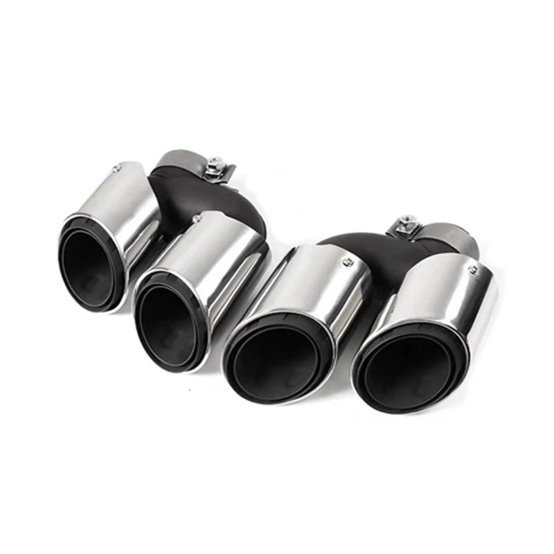 Endrohrblenden Auspuffumbau, Dreifaches Endrohr Mit Vier Auslässen Edelstahl-Endrohrschalldämpfer Für Macan 2014–2024 Auto Auspuffblende(2014-2017 Silver) von YSQIFBABD