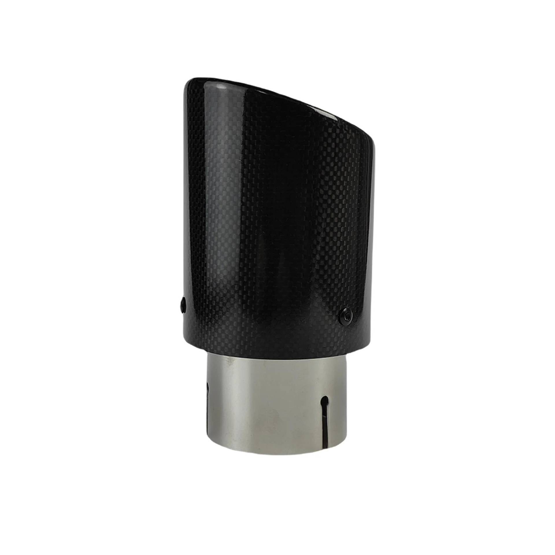 Endrohrblenden Auto Glänzend Carbon Fiber Schalldämpfer Spitze Auspuff System Rohr Schalldämpfer Düse Universal Crimpen Edelstahl Silber Auto Auspuffblende(60mm-76mm) von YSQIFBABD