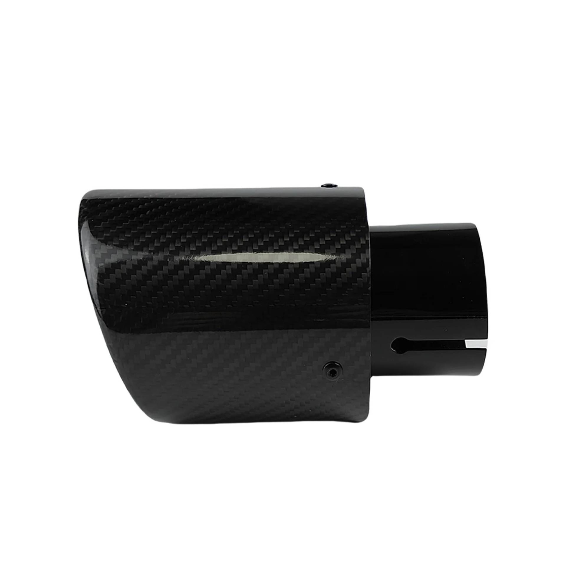 Endrohrblenden Auto Glossy Twill Carbon Fiber Schalldämpfer Spitze Auspuff System Rohr Schalldämpfer Düse Universal Crimpen Edelstahl Silber Auto Auspuffblende(51mm-76mm) von YSQIFBABD