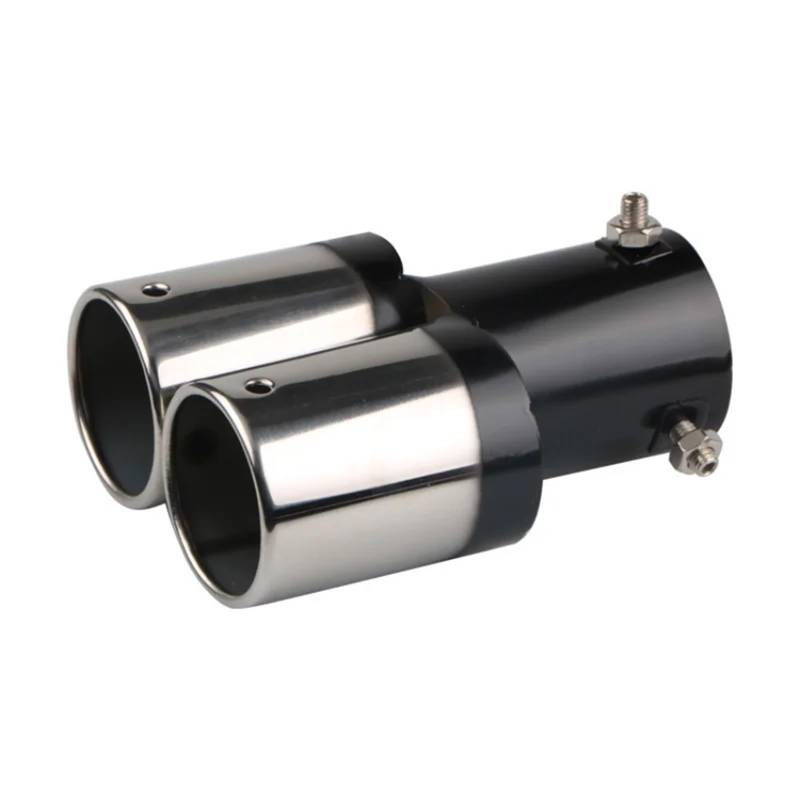 Endrohrblenden Auto Universal Endrohr Eins Aus Zwei Backen Blau Modell Zubehör Auspuff Tipps Schalldämpfer Schwanz Doppel-Rohr Rohr Tipps Auto Auspuffblende(Black 1) von YSQIFBABD