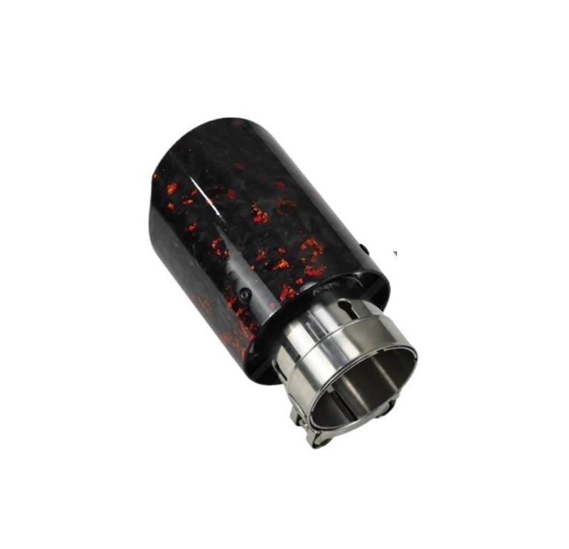 Endrohrblenden Automodifizierung Gold Geschmiedete Carbon-Schalldämpferspitze Universal-Auspuffanlage Edelstahl-Auspuffschalldämpfer-Düse Auto Auspuffblende(Red In51-Out 89mm) von YSQIFBABD