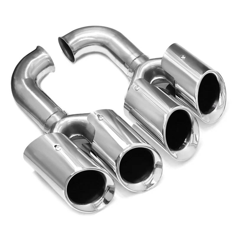 Endrohrblenden Für Cayenne 2011-2014 Auspuff Modifikation Upgrade Quad Endrohr 304 Edelstahl Schalldämpfer Spitze Düse Auto Auspuffblende(Silver B Long) von YSQIFBABD