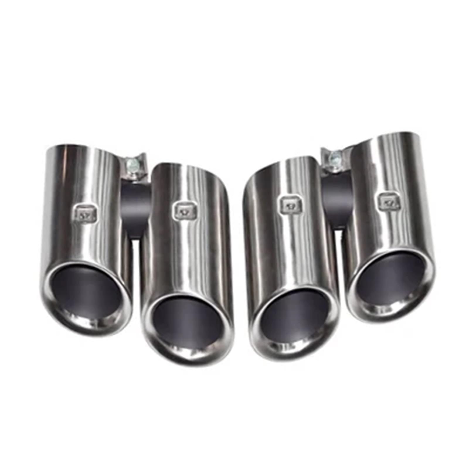 Endrohrblenden Für Macan 2014-2017 Auspuffumbau-Upgrade 4-Auslass-Sport-Endrohr Edelstahl-Schalldämpfer Auto Auspuffblende(Monolayer Silver B) von YSQIFBABD