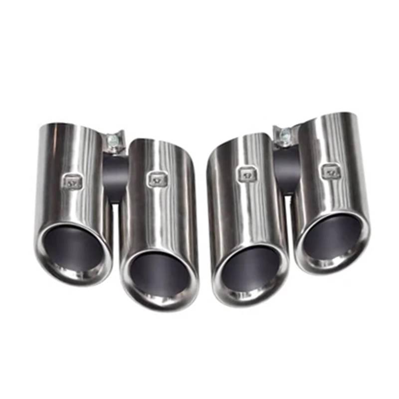 Endrohrblenden Für Macan 2014-2017 Auspuffumbau-Upgrade 4-Auslass-Sport-Endrohr Edelstahl-Schalldämpfer Auto Auspuffblende(Monolayer Silver B) von YSQIFBABD