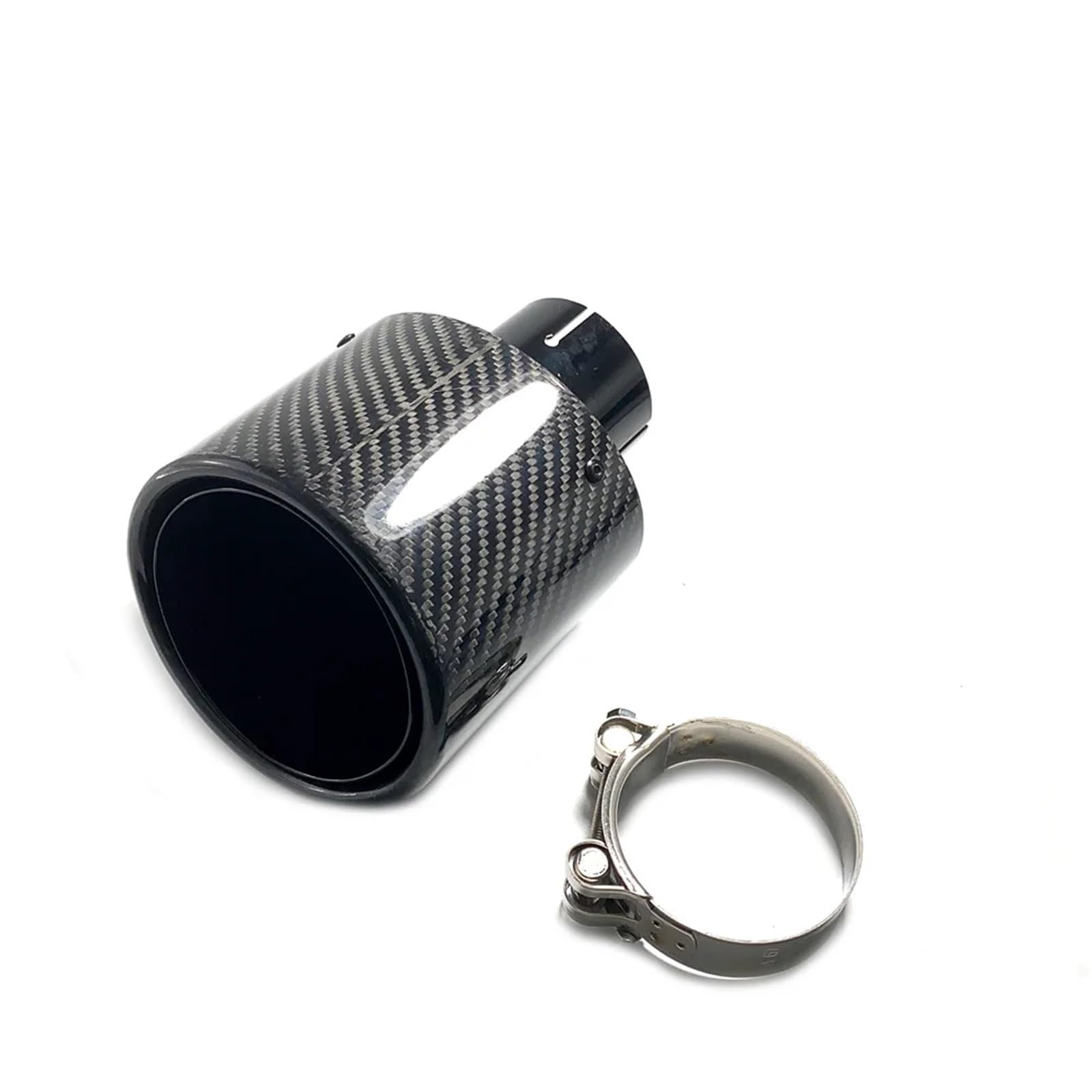 Endrohrblenden Für Universal Carbon Schalldämpferrohre Endrohrblenden Oval Abgeschrägte Schwarz Auspuffblenden Glänzend Schalldämpfer Auspuffblende Auto Auspuffblende(60MM-115MM) von YSQIFBABD