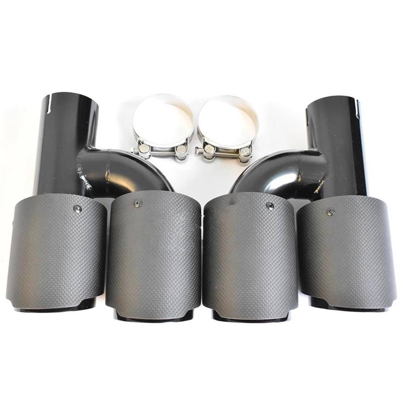 Endrohrblenden OD 76mm Zweiteiliges H-Stil Links Und Rechts Dual Carbon Fiber Schwarz Auto Auspuff Endrohr Auto Auspuffblende(63-76mm) von YSQIFBABD