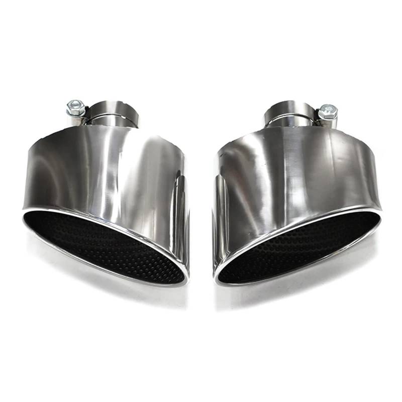 Endrohrblenden Ovale Auspuffblende Für A3 A4 A5 A6 A7 Upgrade Auf Für RS3 RS4 RS5 RS6 RS7 Look Endrohrblende Auspuffanlage Schalldämpferblende Auto Auspuffblende(Silver B) von YSQIFBABD