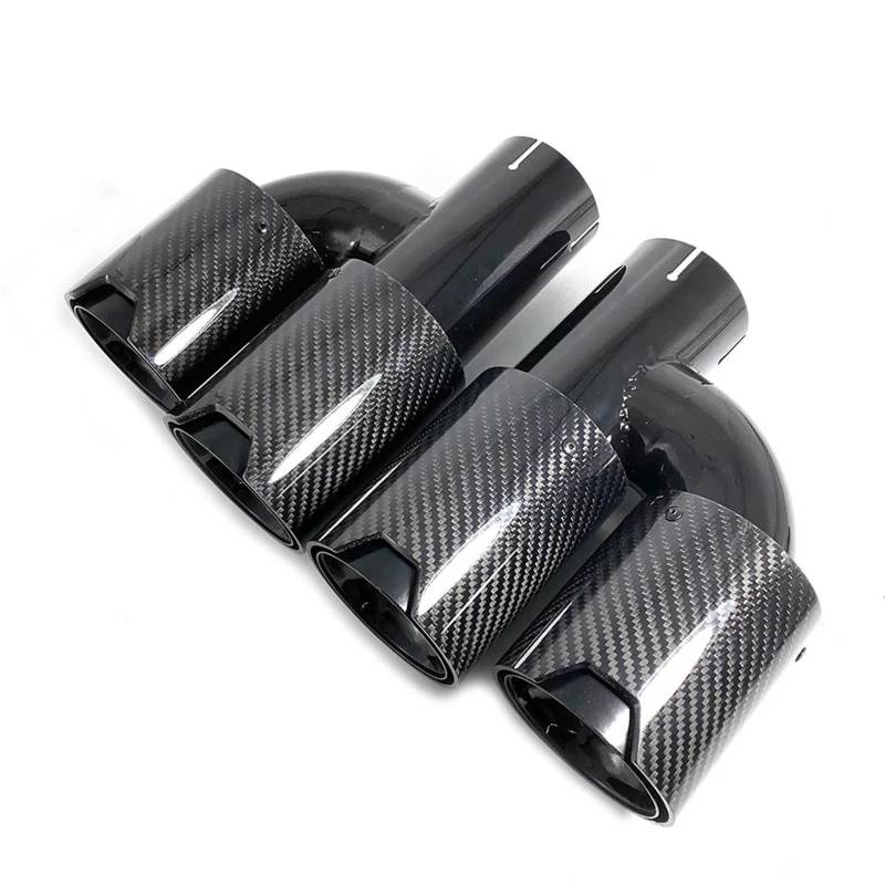 Endrohrblenden Paar H Doppelt Glänzend Schwarz Doppelauspuffspitzen Rohr Schalldämpfer Carbonfaser-Endrohr Für M2 Für M3 Für M4 Für M5 Universal Auto Auspuffblende(ID 67MM-OD 93MM) von YSQIFBABD