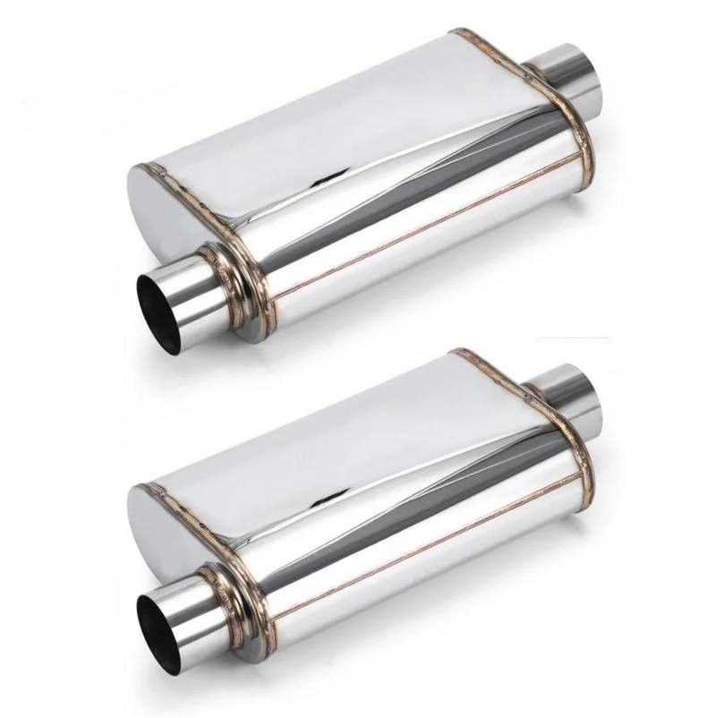 Endrohrblenden Set Mit 2 Universal-Auspuffschalldämpfern Aus Mit Klemmen 2,5"/3,0" Lufteinlass/-auslass Doppelte Exporte Ovaler 14" Trommelkörper Auto Auspuffblende(2.5 inch) von YSQIFBABD