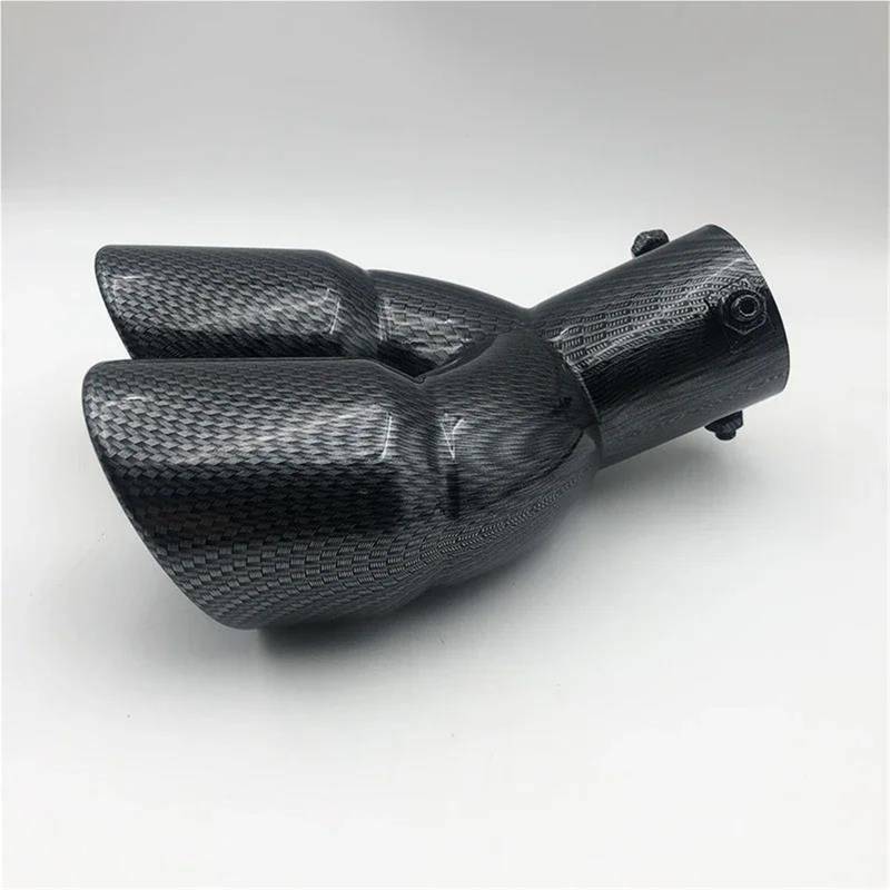 Endrohrblenden Universal Verdickte Version Dual Outlet Endrohr Schalldämpfer Auto Modifikation Dual Rohr Auspuffrohr Dekoration Auto Auspuffblende(Carbon bent) von YSQIFBABD