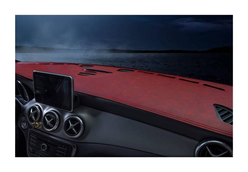 Für Für Panamera 2010-2016 Für Turbo GTS S Auto Dash Mat Pad Anti-UV Anti-Rutsch Auto Matte Anti-Schmutz Sunshade(Leather red,No Compass) von YSQIFBABD