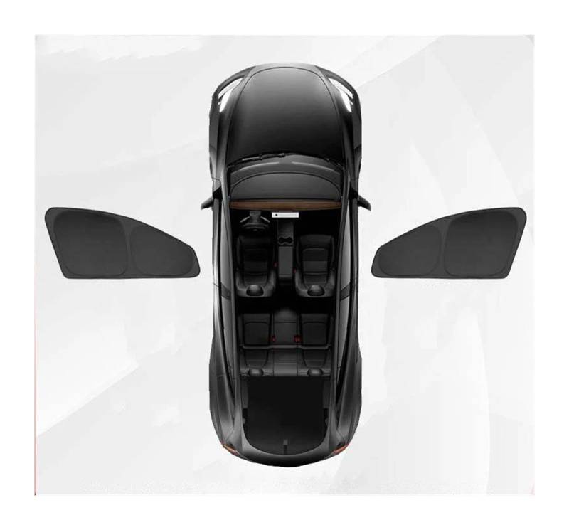 Sonnenschirm Auto Für Tesla Für Modell 3 Für Highland 2023-2024 Sichtschutz Sonnenschutz Maßgeschneiderter Seitenfenster-Schiebedach-Sonnenschutz Jalousie(Front 2PCS) von YSQIFBABD