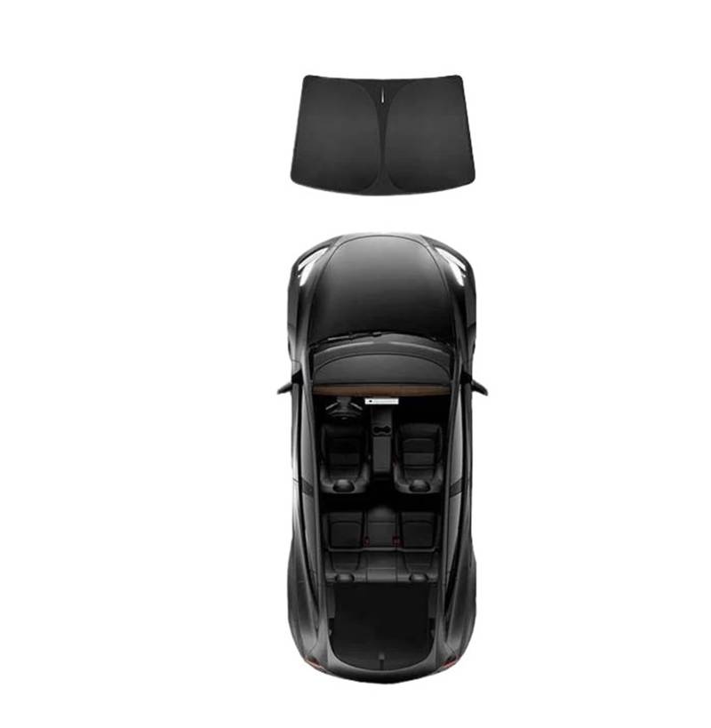 Sonnenschirm Auto Für Tesla Für Modell 3 Für Highland 2023-2024 Sichtschutz Sonnenschutz Maßgeschneiderter Seitenfenster-Schiebedach-Sonnenschutz Jalousie(Front Windshield) von YSQIFBABD