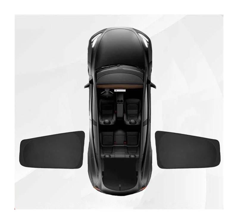 Sonnenschirm Auto Für Tesla Für Modell 3 Für Highland 2023-2024 Sichtschutz Sonnenschutz Maßgeschneiderter Seitenfenster-Schiebedach-Sonnenschutz Jalousie(Rear 2PCS) von YSQIFBABD