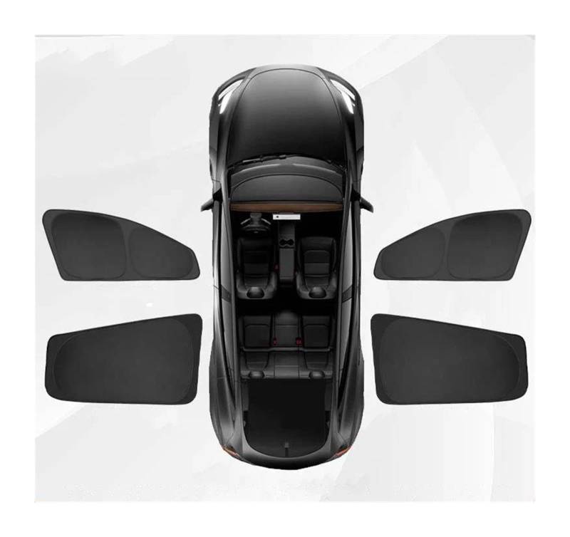 Sonnenschirm Auto Für Tesla Für Modell 3 Für Highland 2023-2024 Sichtschutz Sonnenschutz Maßgeschneiderter Seitenfenster-Schiebedach-Sonnenschutz Jalousie(Side 4PCS) von YSQIFBABD