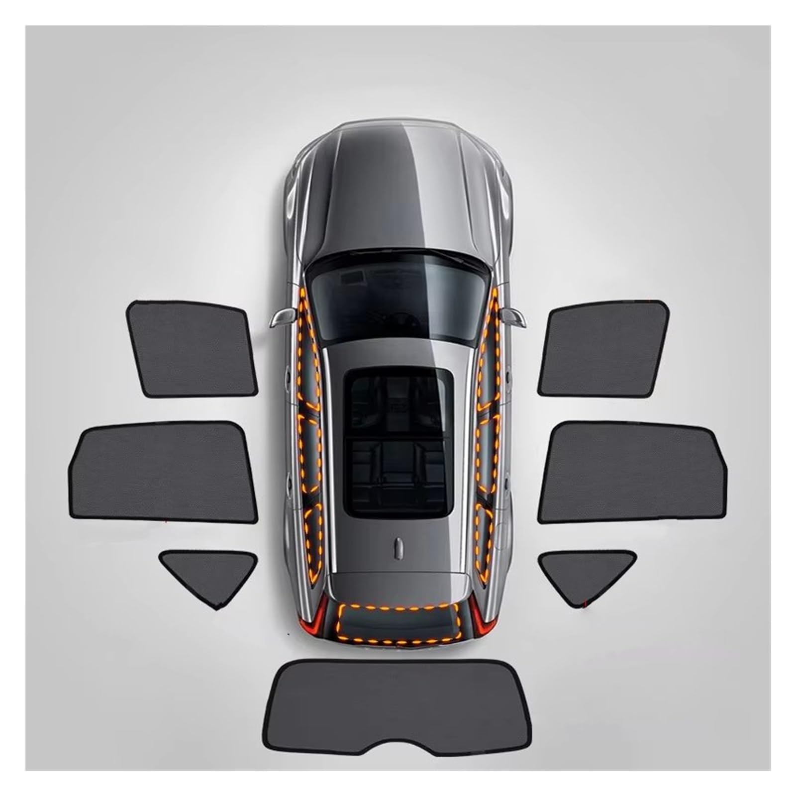 Sonnenschirm Auto Für VW Für T-Cross 2018-2023 Magnetischer Lichtdichter Sonnenschutz Vorne Hinten Seitenfenster Windschutzscheibenvorhang Sonnenschutz(7pcs) von YSQIFBABD