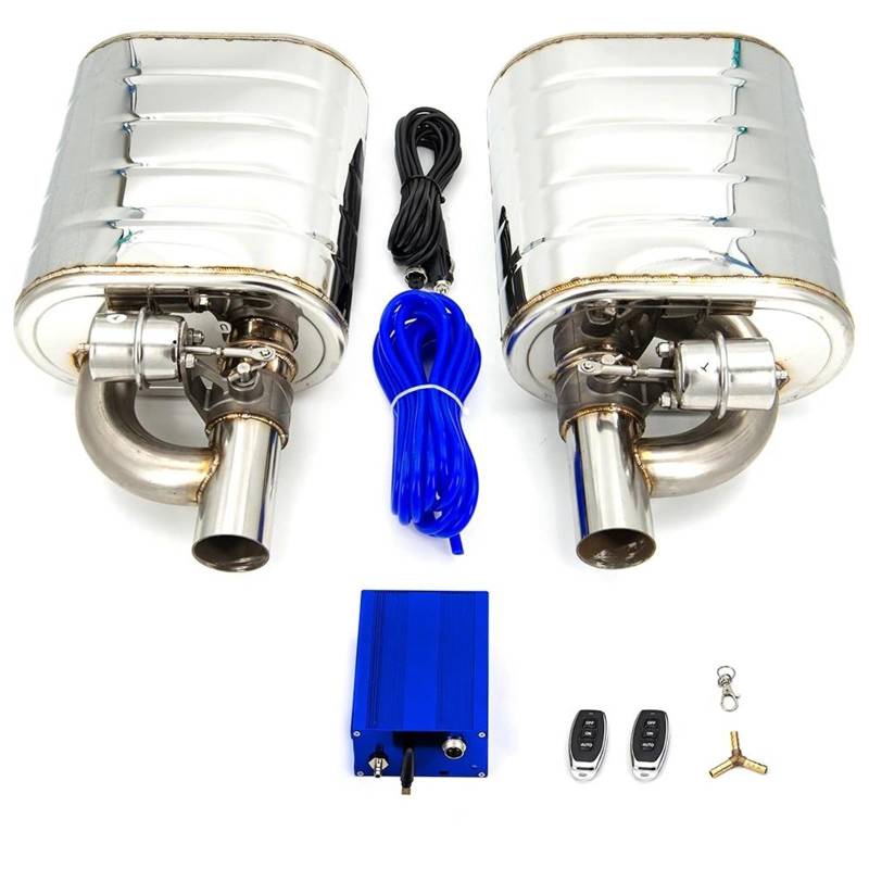 YSQIFBABD Endrohrblenden 2/2.36/2.5/2.75/3 Zoll Auto Vakuum Auspuff Sounds Ventil Schalldämpfer Mit Doppel Fernbedienung Links Und Rechts Luftpumpe Auto Auspuffblende(63MM) von YSQIFBABD