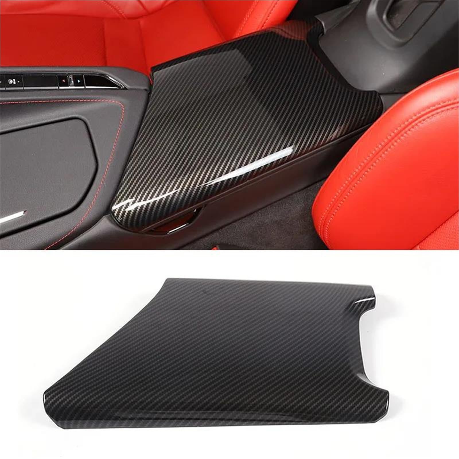 Auto Dekoration ABS-Auto-Mittelkonsole Armlehne Box Panel Schutzabdeckung Für Corvette C8 Für Stingray Z51 Z06 2020-2023 Abdeckung Protector(Carbon Pattern) von YSQOFD