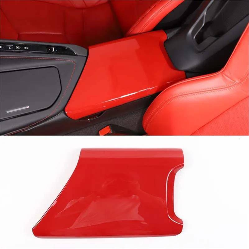 Auto Dekoration ABS-Auto-Mittelkonsole Armlehne Box Panel Schutzabdeckung Für Corvette C8 Für Stingray Z51 Z06 2020-2023 Abdeckung Protector(Rot) von YSQOFD