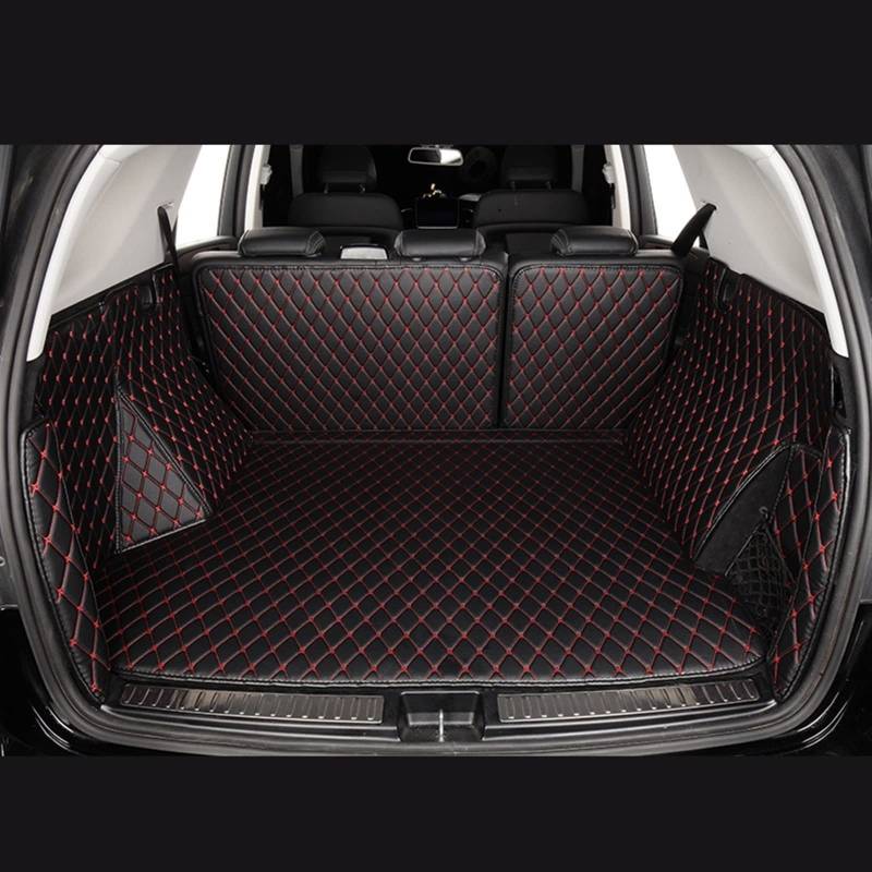 Benutzerdefinierte Kofferraummatte Passend Für Skoda Für Enyaq IV 2021 2022 2023 Auto Zubehör Cargo Liner Kofferraumteppich Kofferraum(Schwarz Rot) von YSQOFD