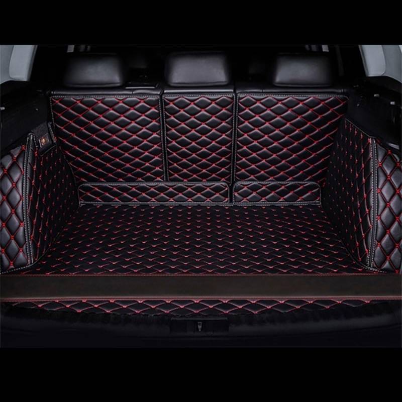 Custom Car Cargo Mat Für Benz E400 2023 Vollständig Umgebene Kofferraumauskleidung Aus Leder Kofferraum(Schwarz Rot) von YSQOFD