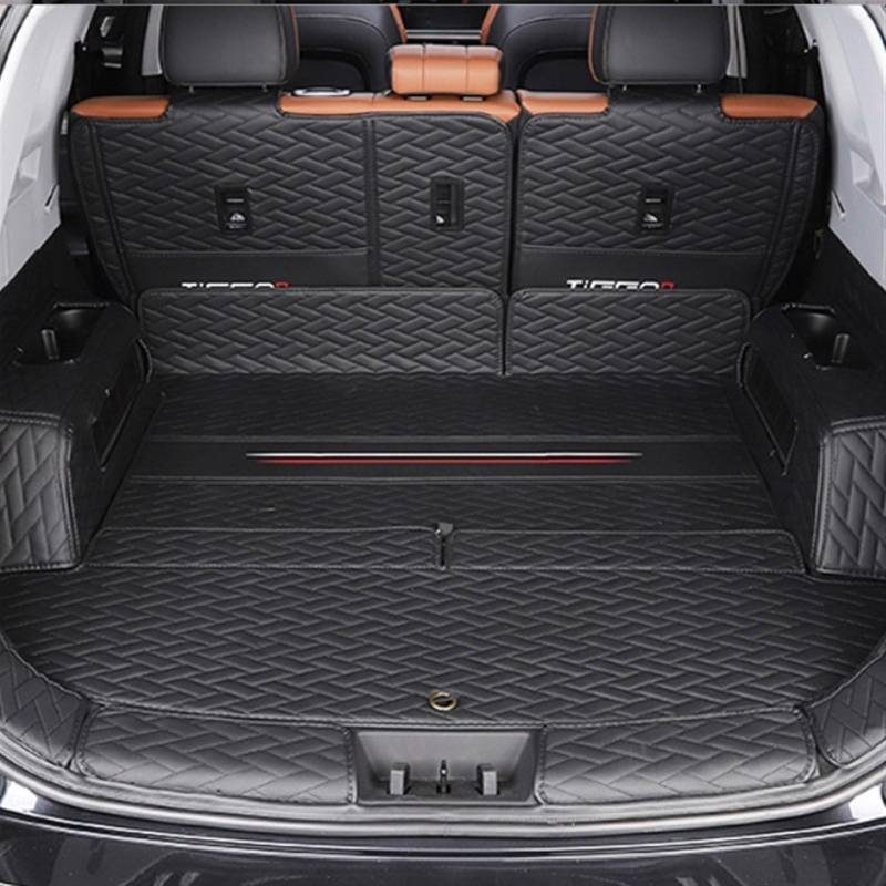 Für Chery Für Tiggo 8 Pro 2021 Automatten Kofferraumnetz Cargo Mat Innenausstattung Autoteile Kofferraum(Schwarz Schwarz) von YSQOFD