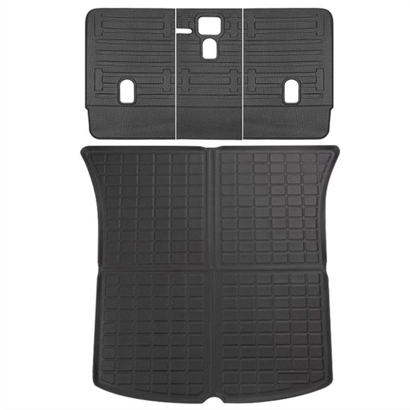 Für Tesla Für Modell Y Sitze Rückenschutz Anti-Kick-TPE-Matte Sitzbezug Und Kofferraummatten-Set Kofferraumteppich Cargo Liner Kofferraum(1Set) von YSQOFD