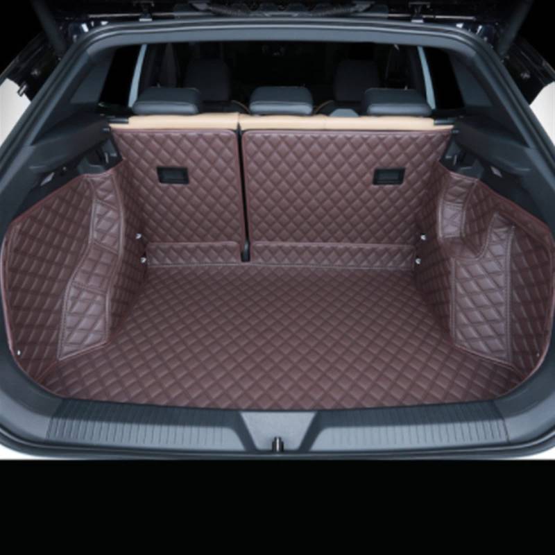 Kofferraummatten Für VW ID4 2021 2022 Vollständige Abdeckung Kofferraummatten Custom Auto Lederzubehör Kofferraum(Kaffee) von YSQOFD