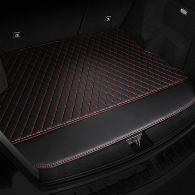 Kofferraummatten-Set Für Tesla Für Modell Y 2021 TPE XPE Grid Cargo Pad Kfz-Innenausstattung Kofferraum(Schwarz Rot) von YSQOFD