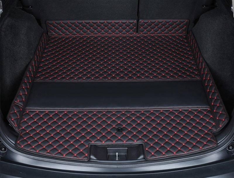 Leder Kofferraummatten Für CRV 2017-2021 Cargo Auto Zubehör Auto Fußmatten Automatten Kofferraum(Schwarz Rot) von YSQOFD