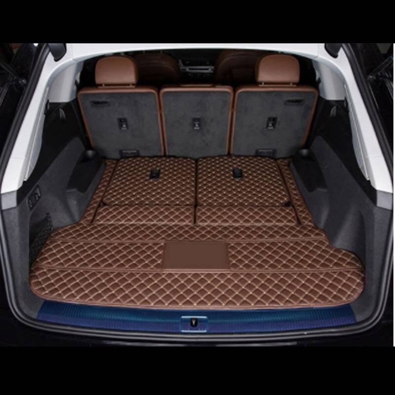 Leder-Kofferraummatten Für Für Q7 7-Sitzer 2022 Autozubehör Auto-Fußmatten Automatten Kofferraum(Braun) von YSQOFD
