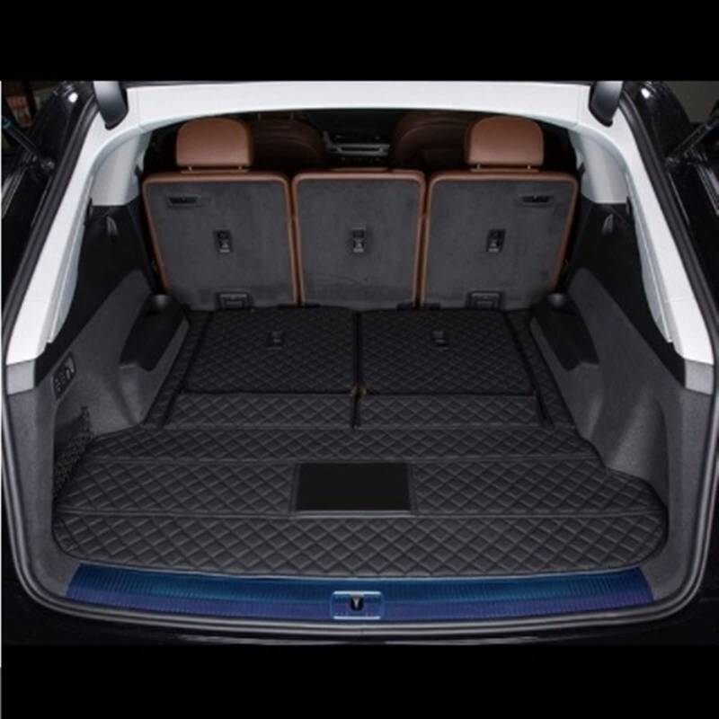 Leder-Kofferraummatten Für Für Q7 7-Sitzer 2022 Autozubehör Auto-Fußmatten Automatten Kofferraum(Schwarz) von YSQOFD