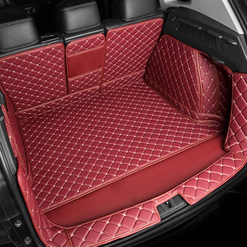 Vollständig Umrandetes Kofferraummatten-Set Für Tesla Für Modell Y 2021 TPE XPE Grid Cargo Pad Kfz-Innenausstattung Kofferraum(Rot) von YSQOFD